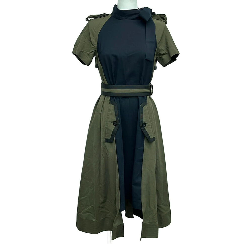 Sacai Khaki Navy Women's Dress #339526S73B